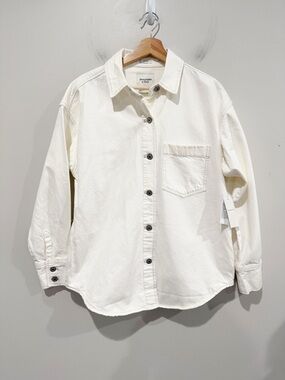 A&F Oversized White Denim Utility Capsule Layer Shirt Jacket NEW Size Medium